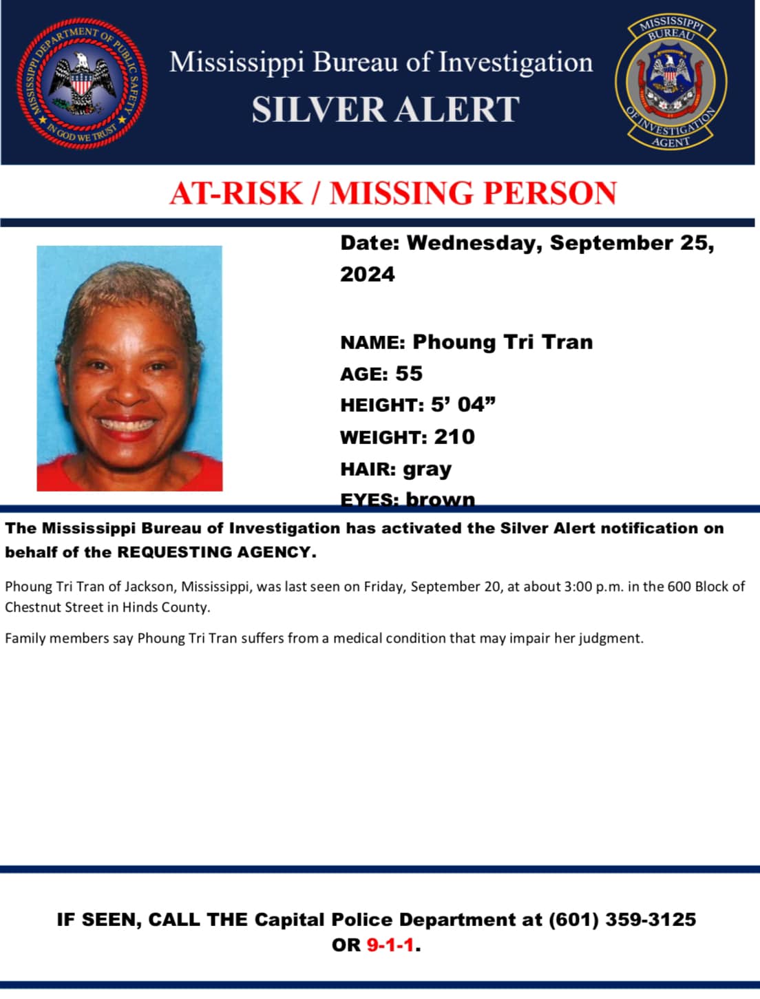 Phoung Tri Tran Missing Person Report