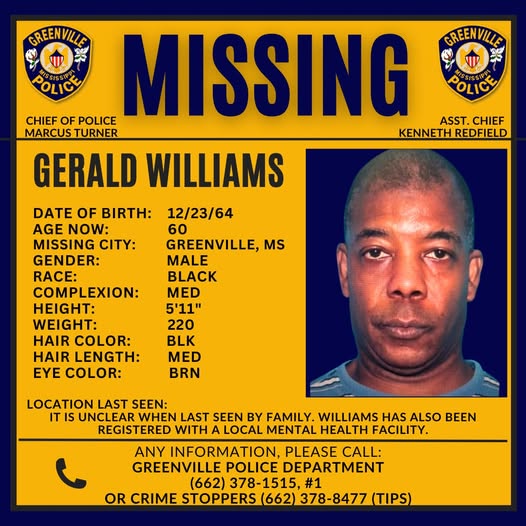 Gerald Williams Missing Poster
