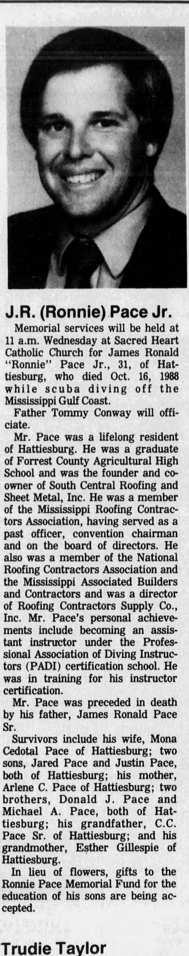 Ronnie Pace Obit